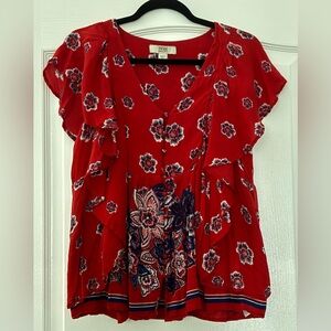 Red White & Blue Flower Top by Vintage America